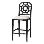 bali & pari Boone Counter Stool with Chinoiserie Design, Black